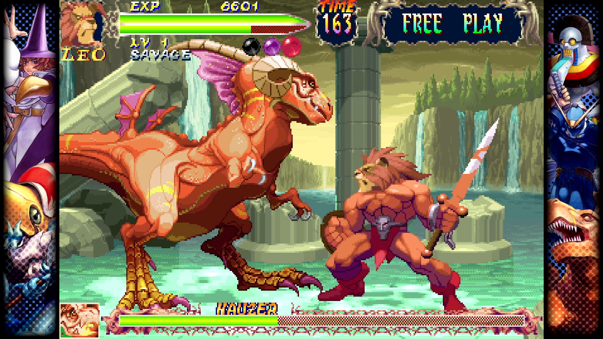 Leo versus Hauzer in Free Play. Leo's is on the right, facing left with his sword drawn.