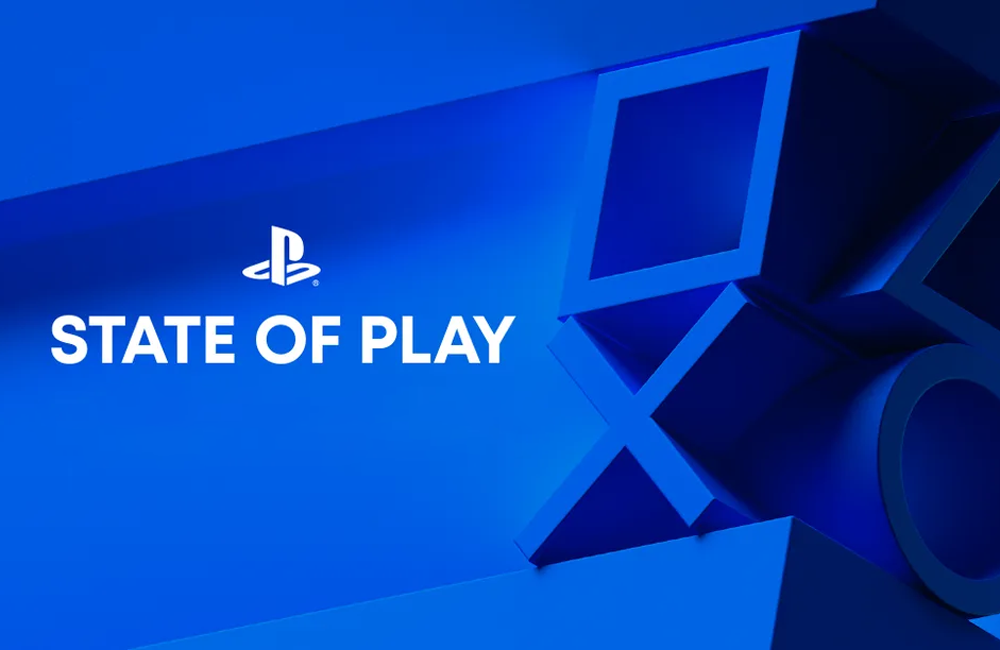 PlayStation State of Play logo over a blue PS graphic.
