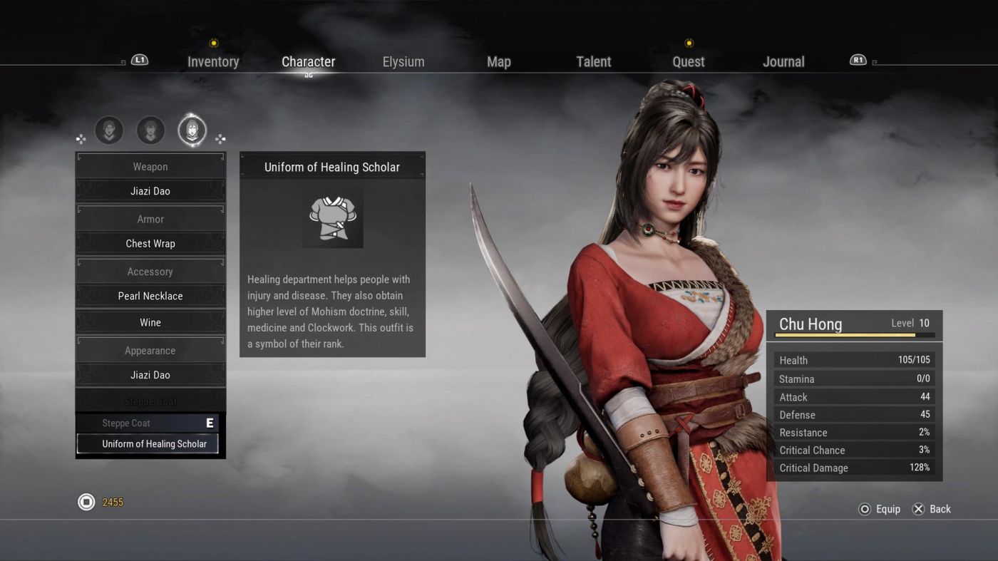 A screenshot of Chu Hong's character page in Xuan Yuan Sword 7.