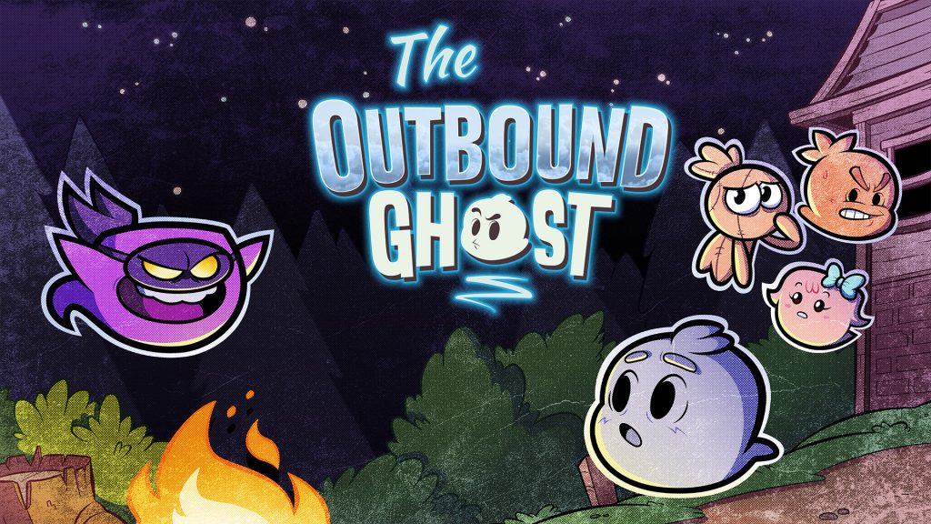 The key art for The Outbound Ghost shows the logo with five spooks floating around it.
