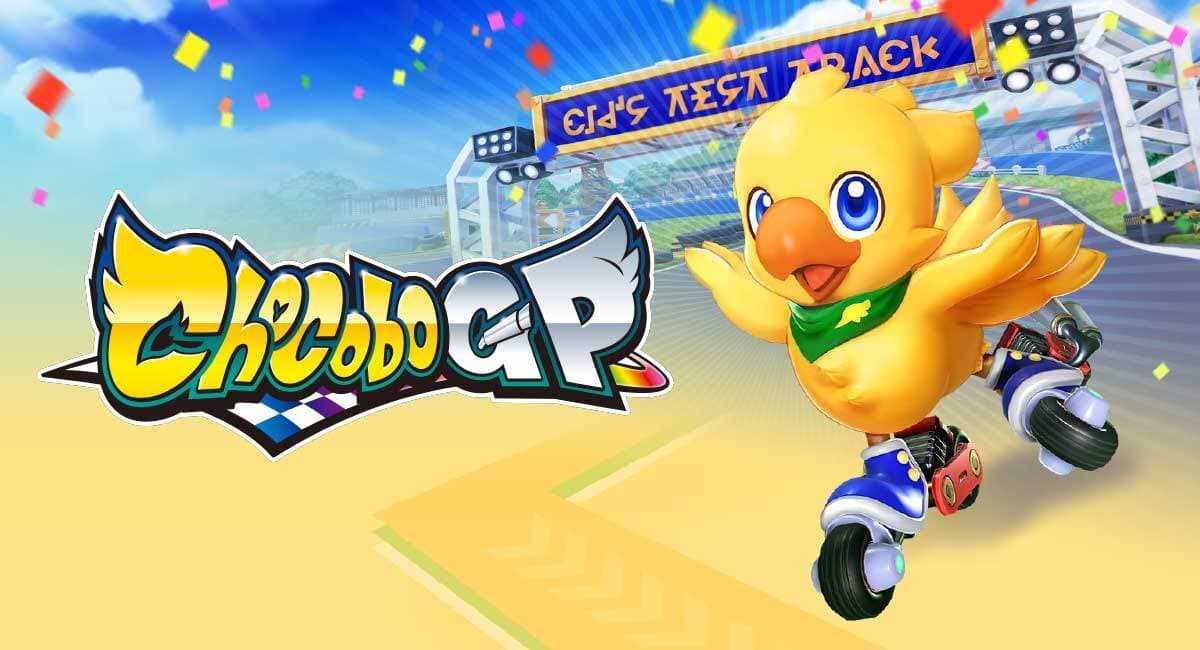 The key art for Chocobo GP, featuring a chocobo on roller blades.