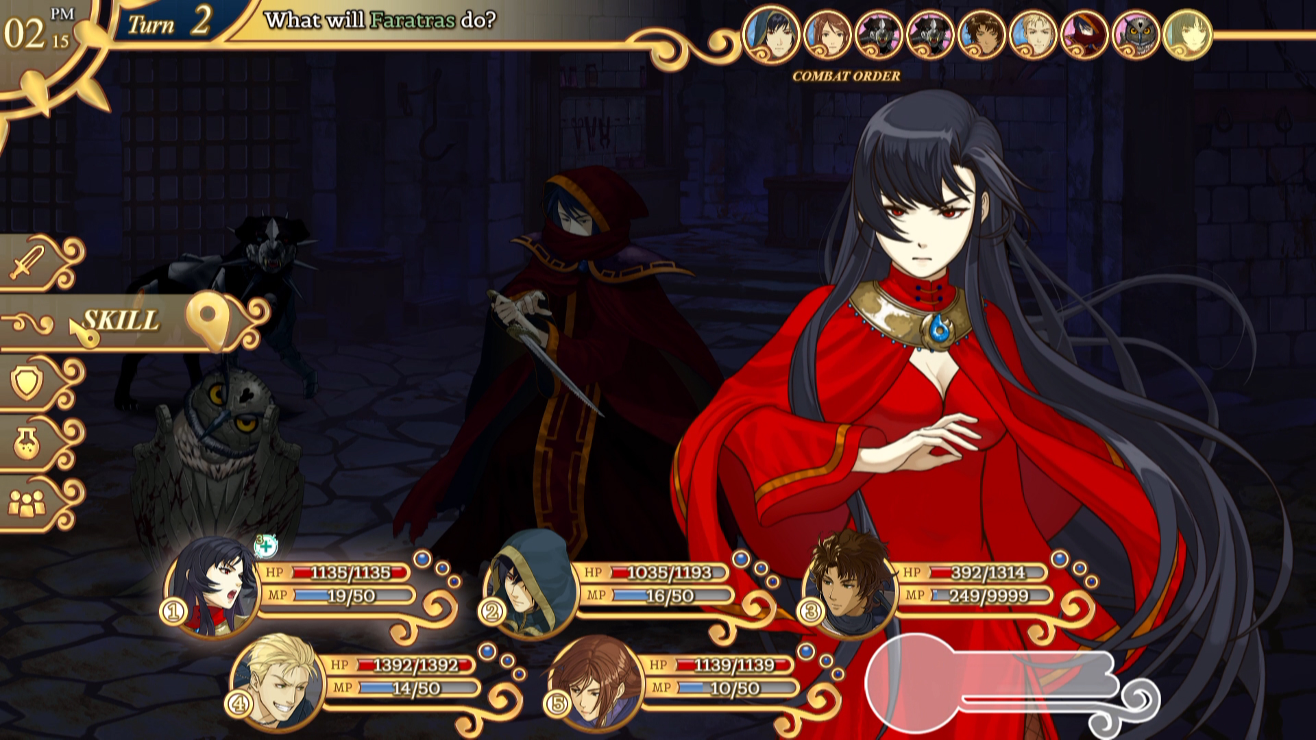 A screenshot of Path of the Midnight Sun showing Lady Faratras in battle.