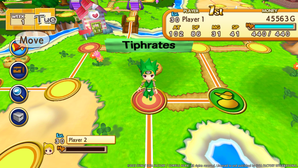 A screenshot of the board in Dokapon Kingdom: Connect.