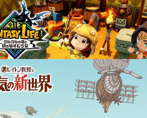 Cropped versions of the key art for antasy Life i: The Girl Who Steals Time and Professor Layton and the New World of Steam.
