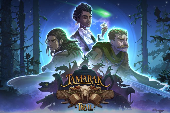 The key art for Tamarak Trail, featuring the three characters players can choose from.