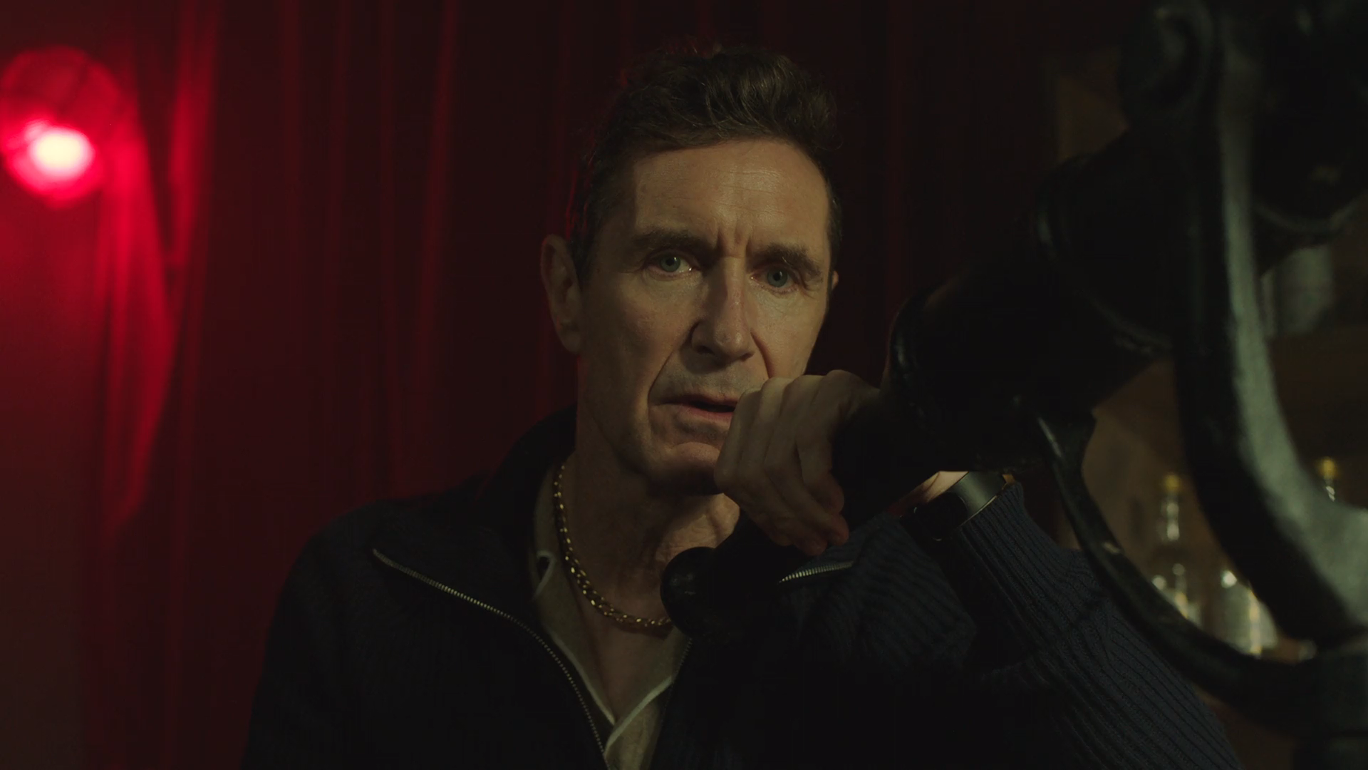A screenshot of the villain (played by Paul McGann) in Mia and the Dragon Princess.