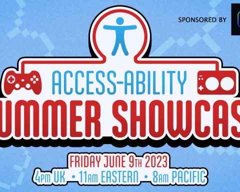 The key art for the Access-Ability Summer Showcase, Friday June 9 at 4 p.m. UK / 11 a.m. ET / 8 a.m. PT. The blue and red logo is shown on a light blue background.