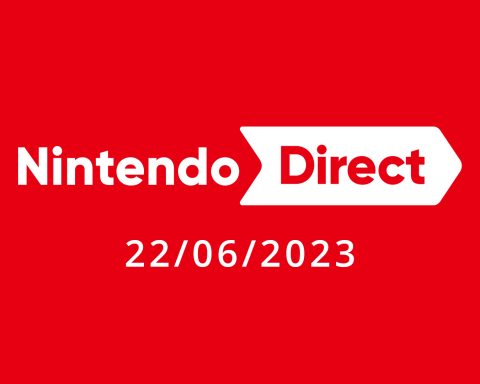 A red and white graphic for the Nintendo Direct on 22/06/2023.