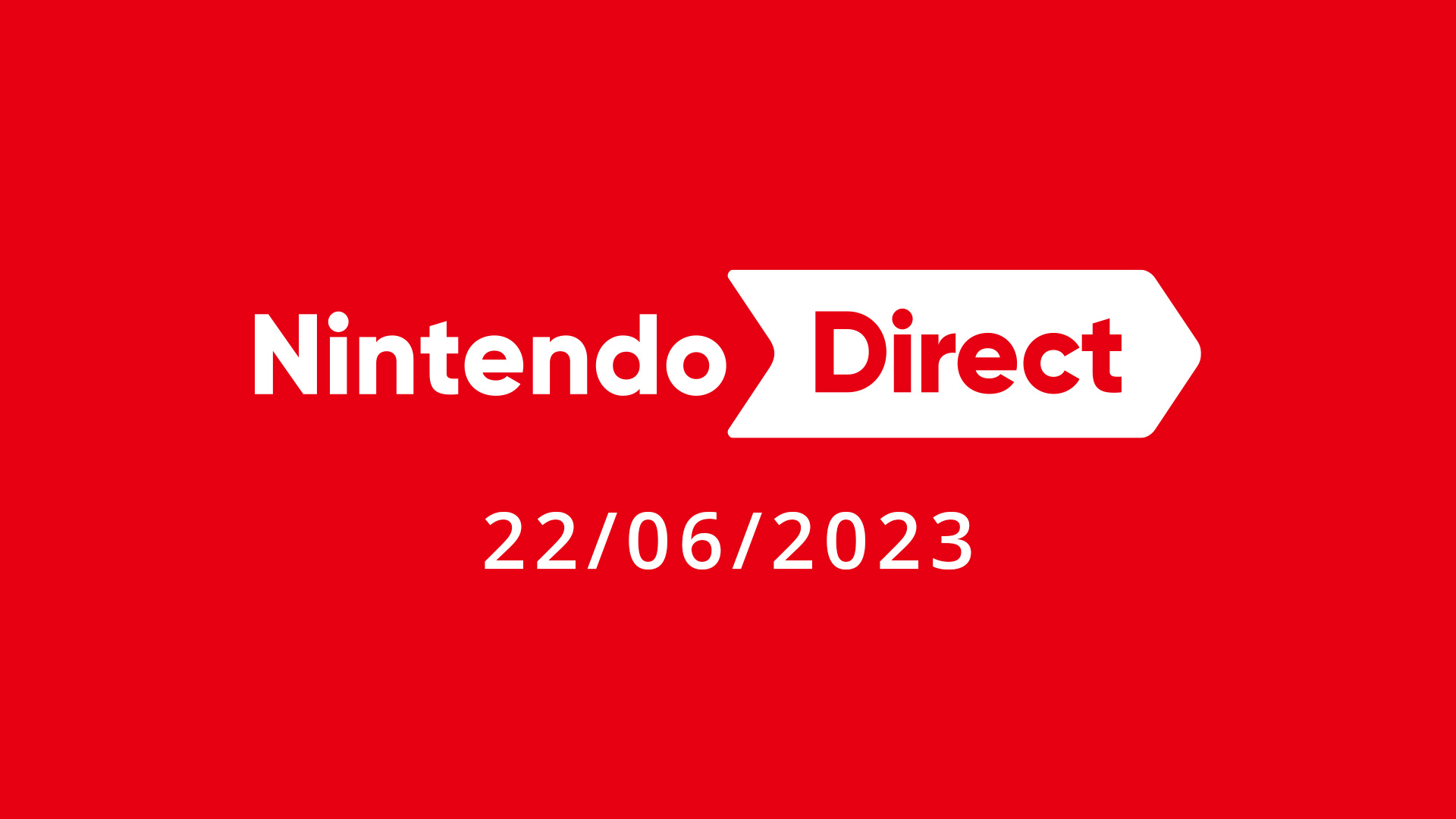 A red and white graphic for the Nintendo Direct on 22/06/2023.