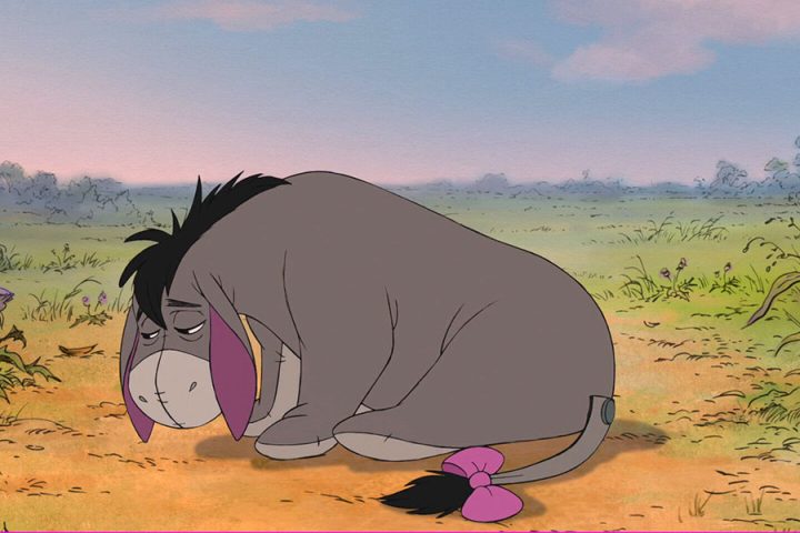 A picture of Eeyore from Winnie the Pooh. He looks as sad as I feel.