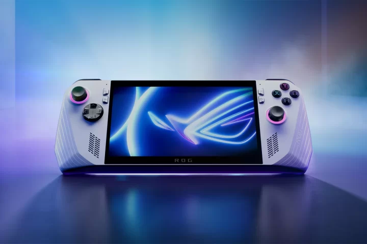 A promotional photo of the ROG Ally handheld console