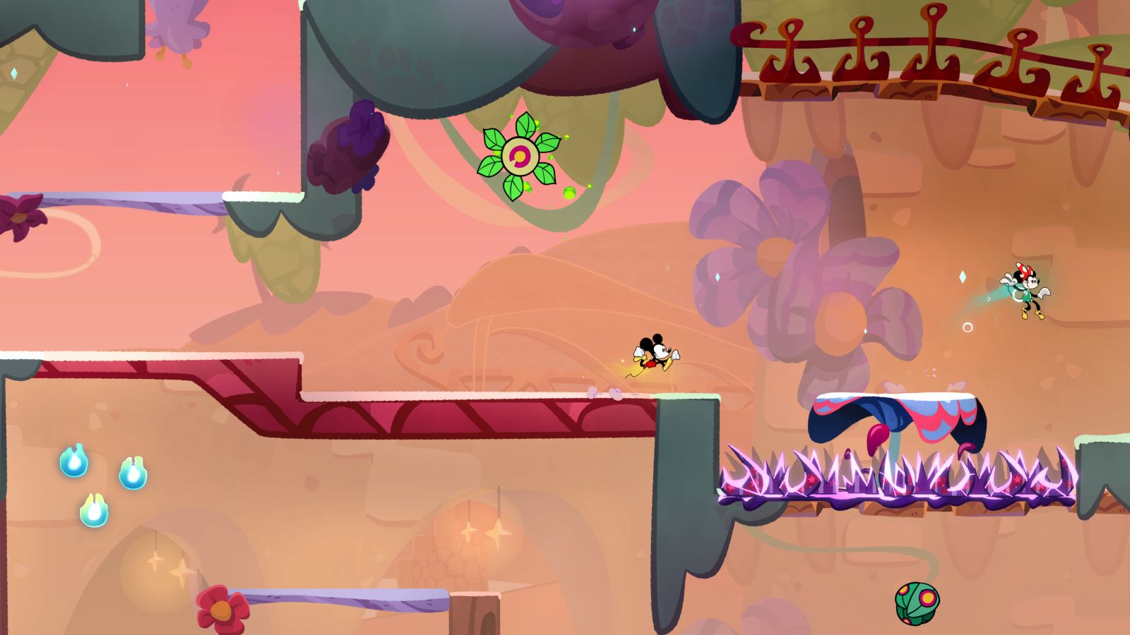 A screenshot of Disney Illusion Island, showcasing the platforming action.