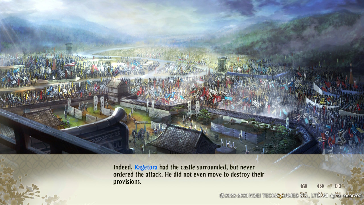 A screenshot of Nobunaga's Ambition Awakening showcasing the game's narrative sequences