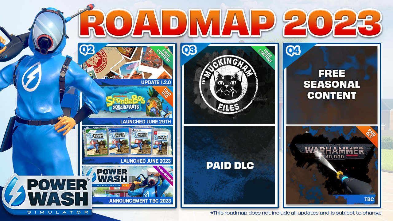 The 2023 roadmap for PowerWash Simulator, as of July 4, 2023.