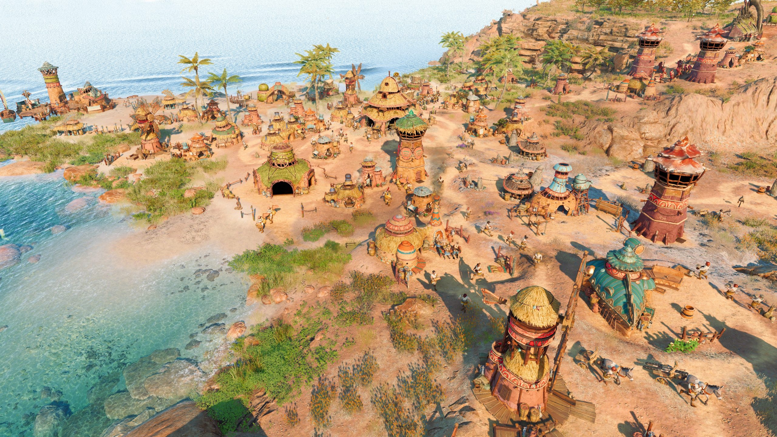 A screenshot from The Settlers: New Allies. This shows a desert-themed town