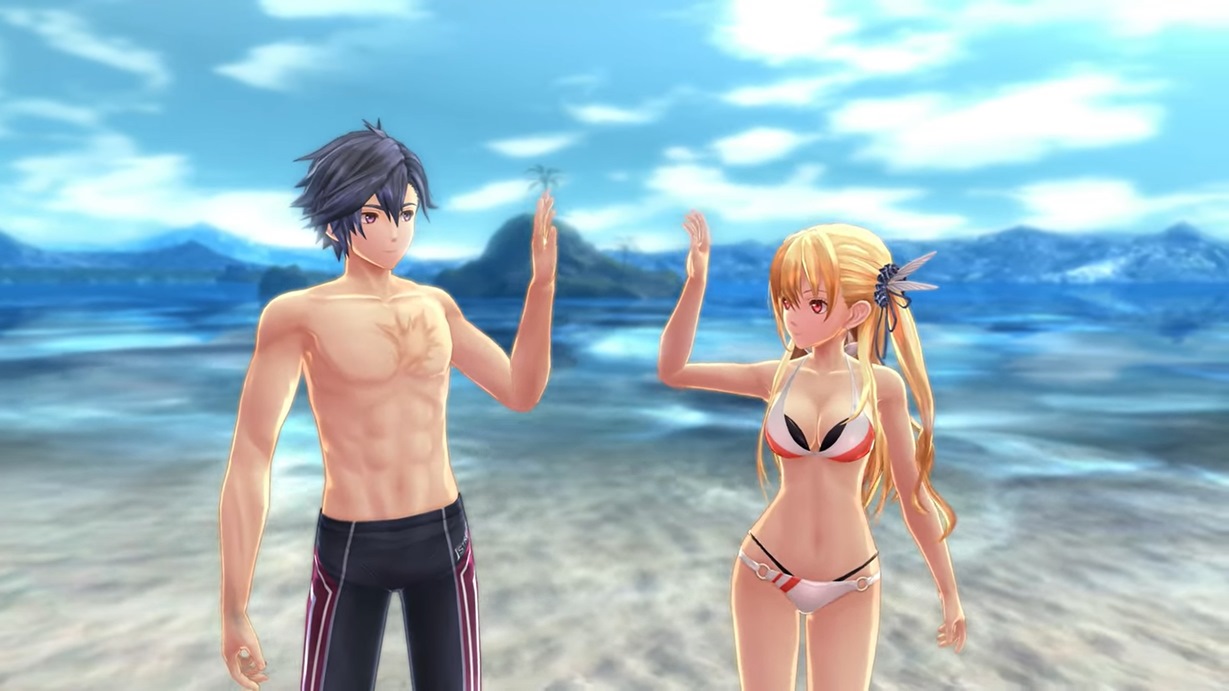 A screenshot from Trails into Reverie 4, showcasing swimwear.