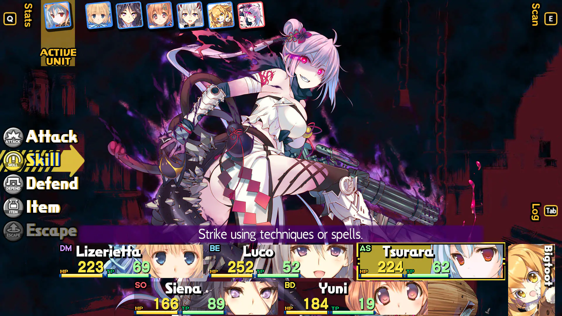 A screenshot from Dungeon Travelers 2, showcasing a character and fanservice