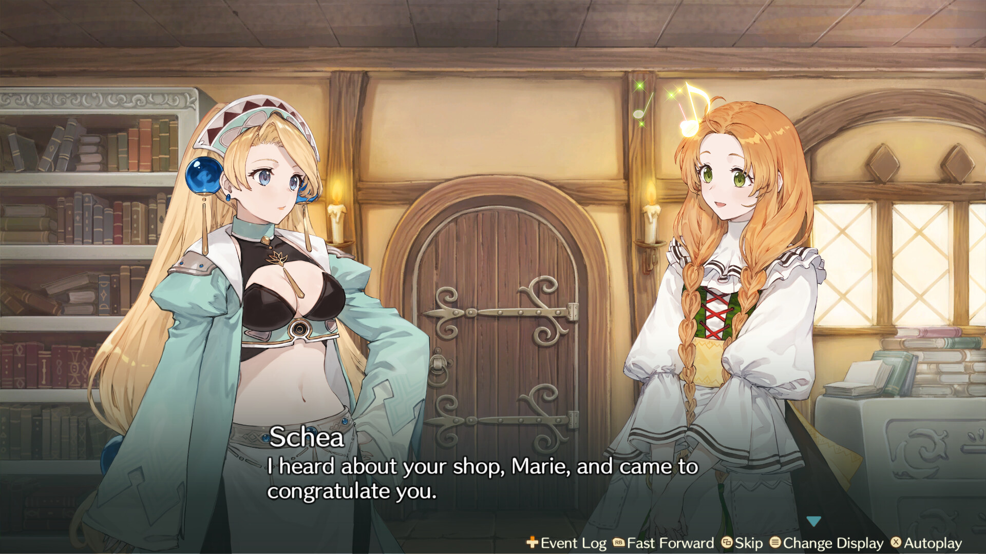 Screenshot from Atelier Marie Remake, showing the narrative.