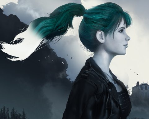The key art for Forest Grove. It shows the profile of a teenage girl with a long, high ponytail. A Victorian mansion sits in the background.