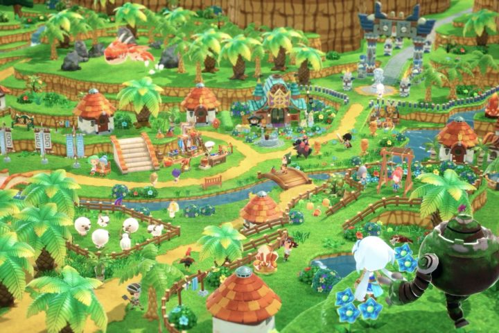 A screenshot of the town in Fantasy Life i: The Girl Who Steals Time.