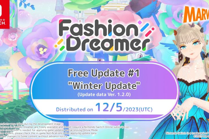 A graphic advertising Fashion Dreamer's Free Update #1 (update data ver. 1.2.0, distributing on December 5, 2023.