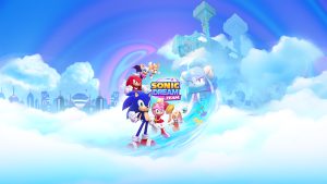 The key art for Sonic Dream Team, featuring Sonic, Tails, Knuckles, Amy Rose, Cream, and Rouge.