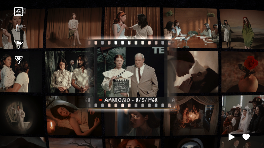 A screenshot from Immortality. It shows off the film grid, with a scene from Ambrosio highlighted.