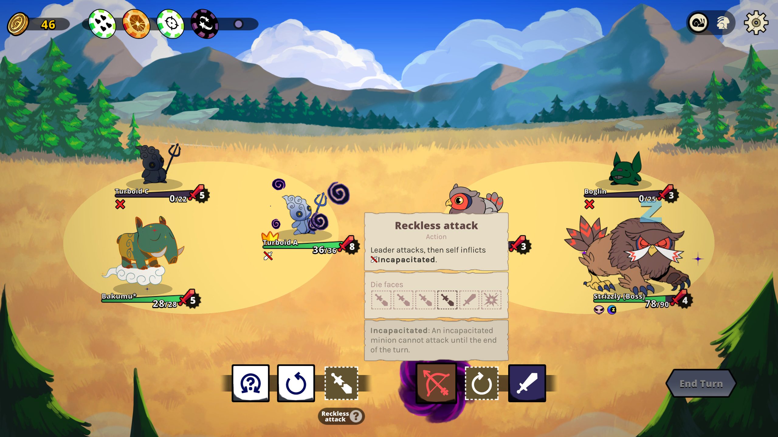 A screenshot of Dicefolk on PC