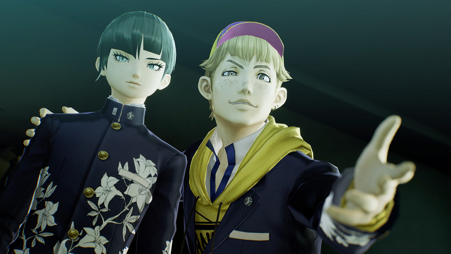 A screenshot of the protagonist and Ichiro in Shin Megami Tensei V: Vengeance.