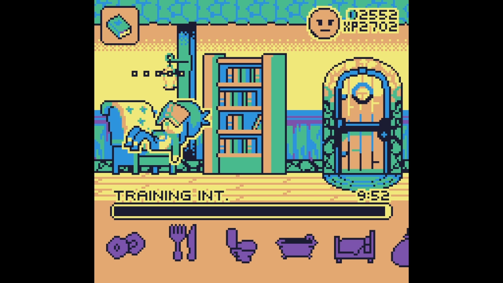 A screenshot from Yolk Heroes: A Long Tamago showing intelligence training.