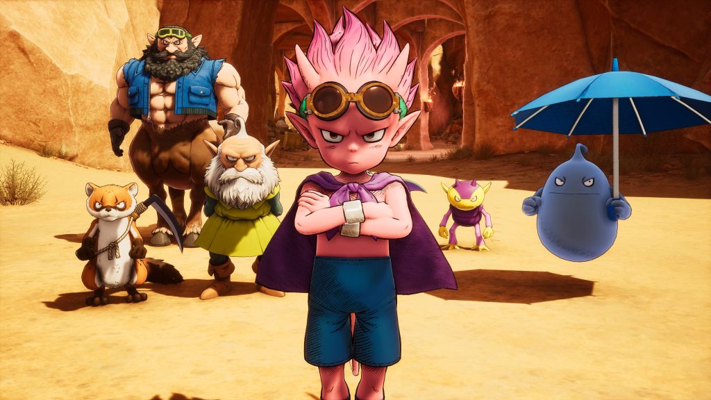 A screenshot of Beelzebub and fellow misfits in Sand Land.