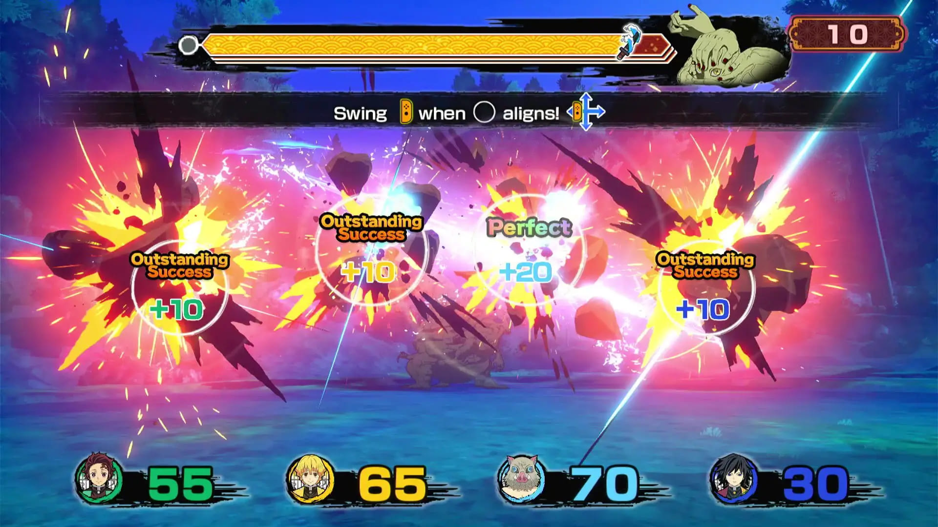 A screenshot from Demon Slayer - Kimetsu no Yaiba: Sweep the Board!