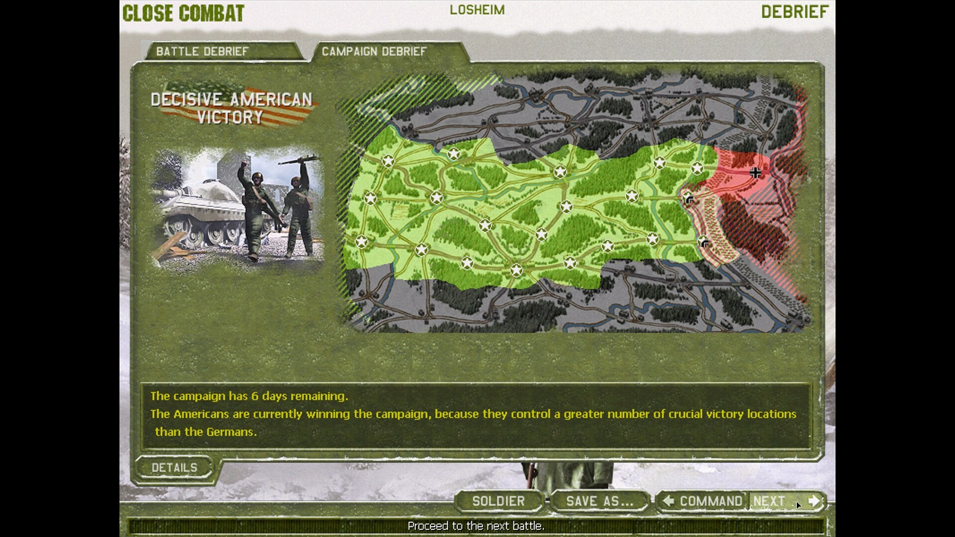 A screenshot from Close Combat, a retro RTS