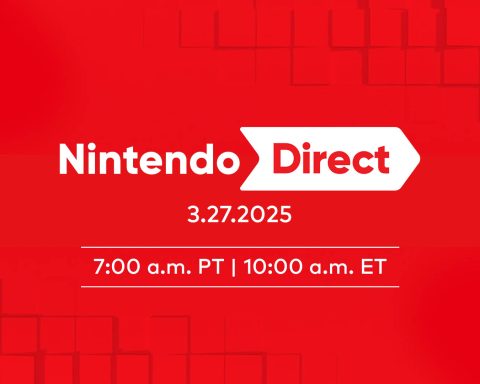 In white text on a red background: Nintendo Direct 3.27.25 7 a.m. PT / 10 a.m. ET.
