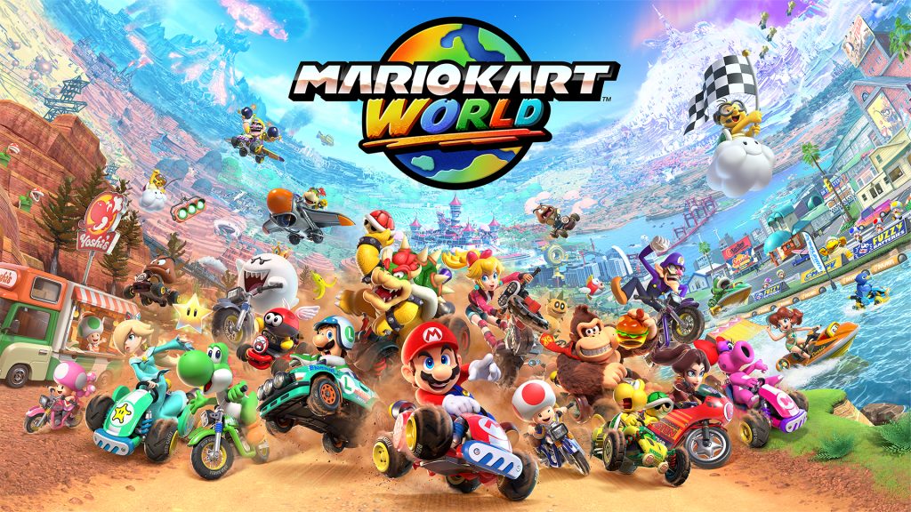 The key art for Mario Kart World.
