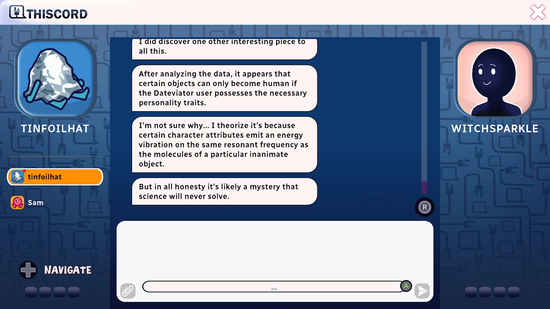 A screenshot from Date Everything!