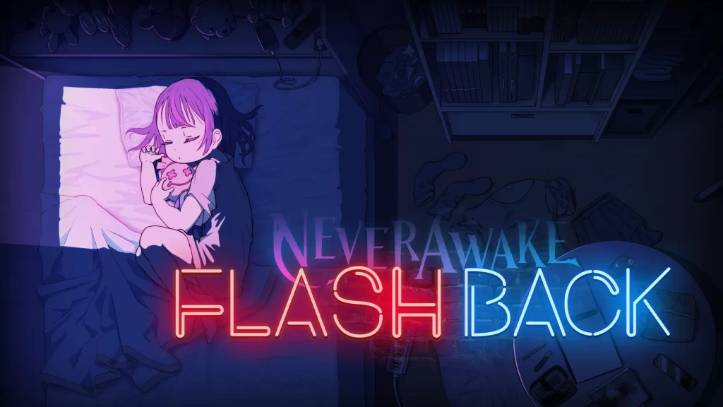 The key art for NeverAwake FLASHBACK.