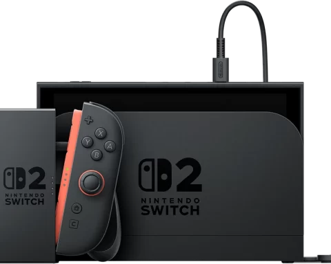 A photo of the Nintendo Switch 2 and associated peripherals