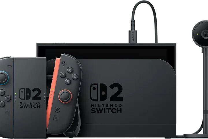 A photo of the Nintendo Switch 2 and associated peripherals