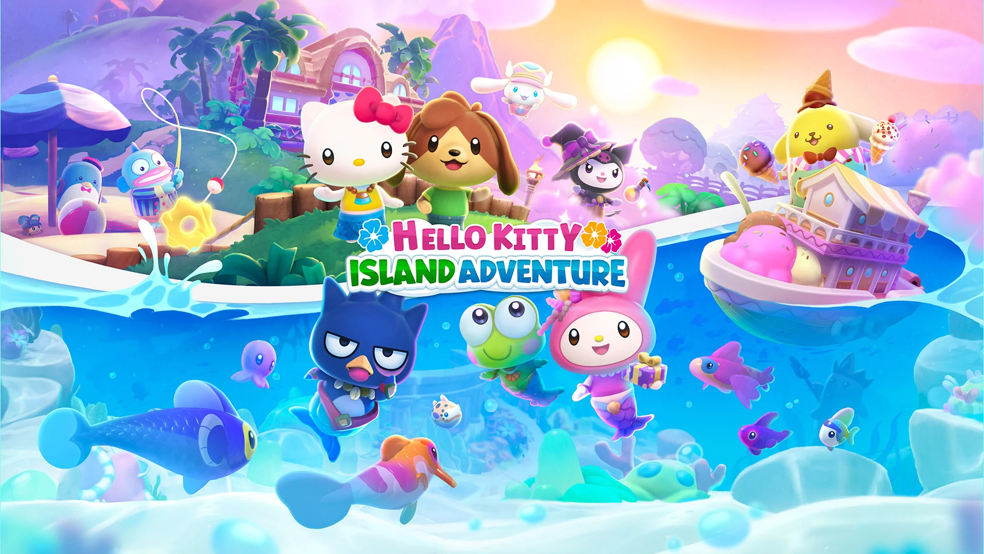 The 2025 updated key art for Hello Kitty Island Adventure.