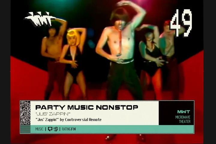 A screenshot of Party Music Nonstop on Blippo+'s channel 49.