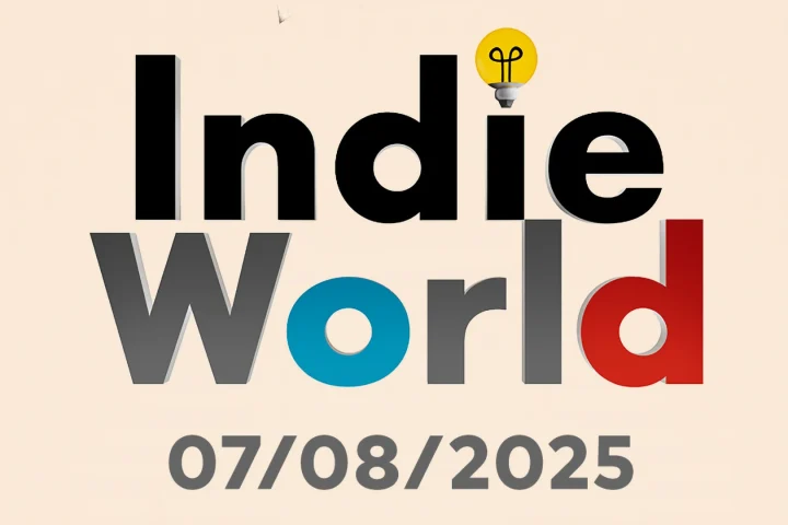 A graphic for Nintendo's Indie World Showcase on August 8, 2025. It includes the text "Indie World" and "07/08/2025."