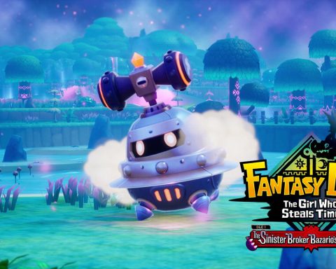 The key art for Fantasy Life i: The Girl Who Steals Time's DLC, The Sinister Broker Bazario’s Schemes.