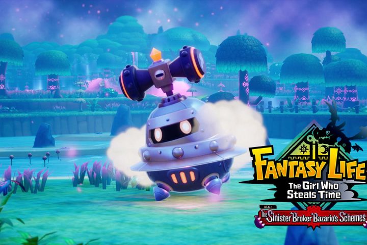 The key art for Fantasy Life i: The Girl Who Steals Time's DLC, The Sinister Broker Bazario’s Schemes.