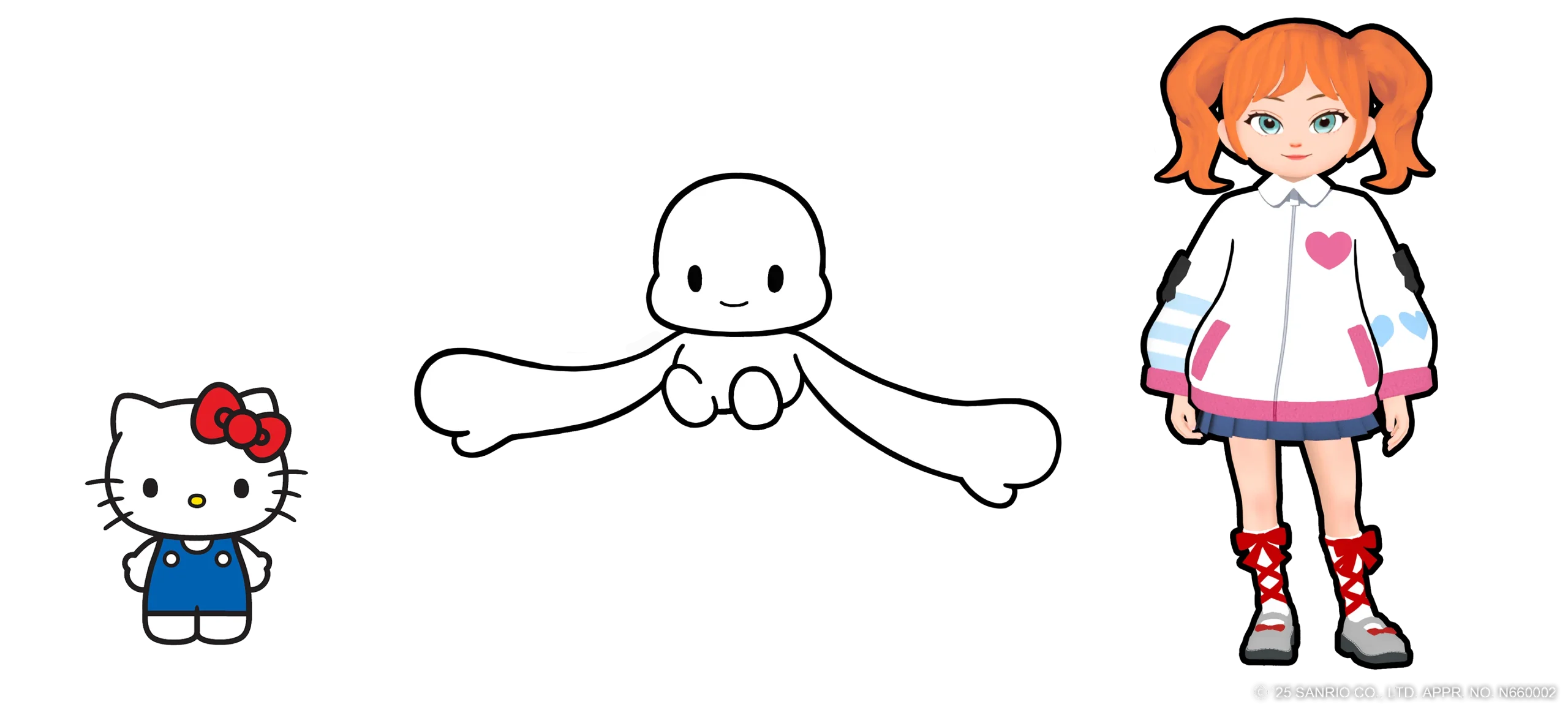 The distinct character styles in Hello Kitty Skyland, compared to Hello Kitty.