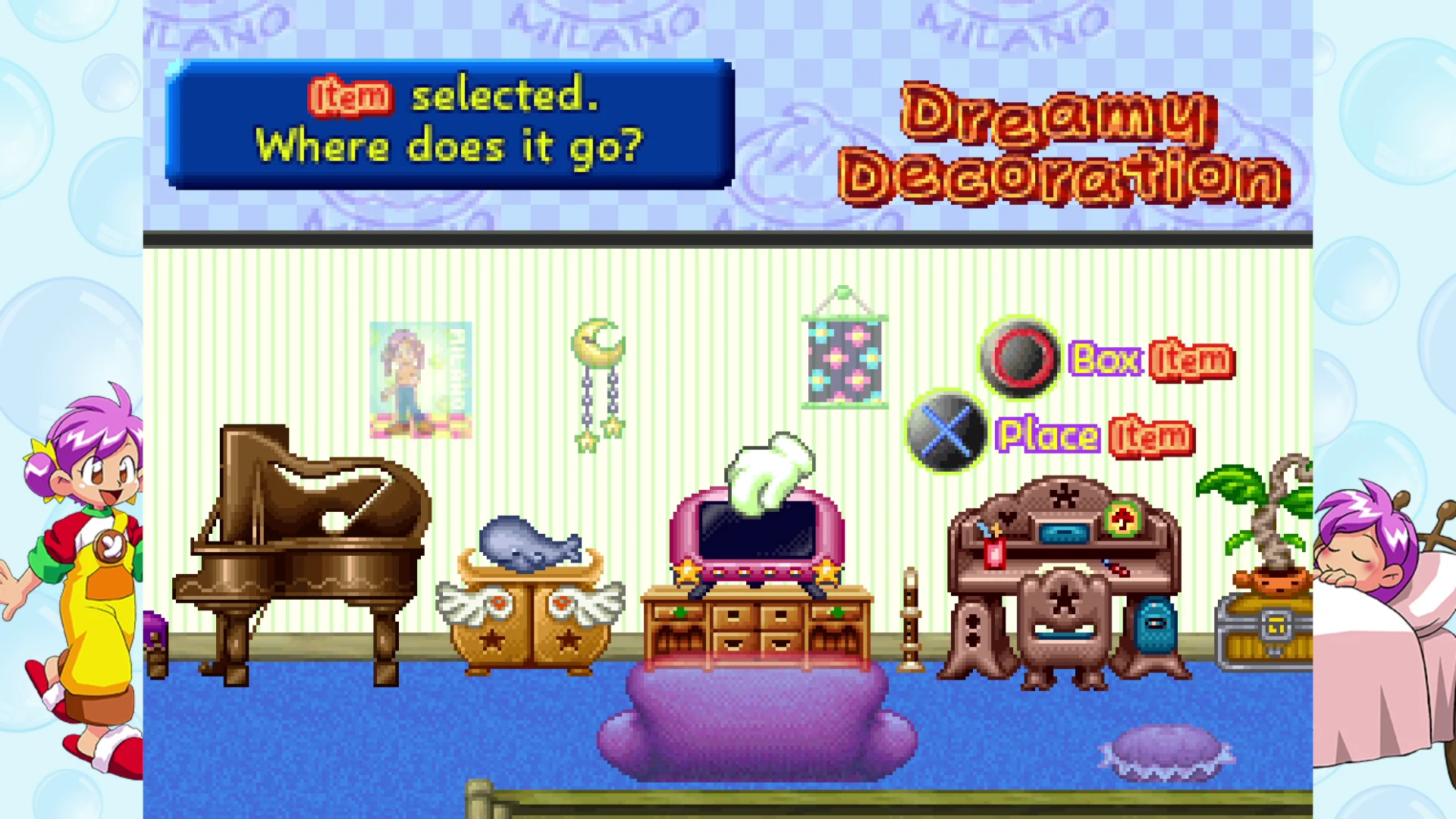 A screenshot from Milano's Odd Job Collection, provided by XSEED Games.