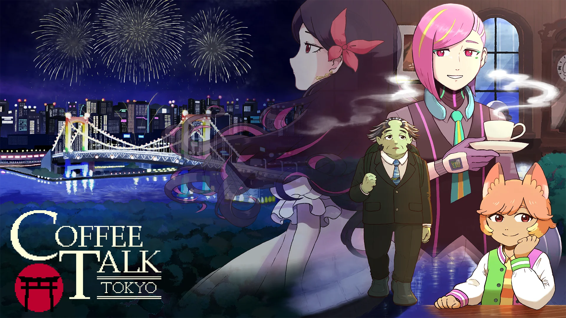 The key art for Coffee Talk Tokyo.