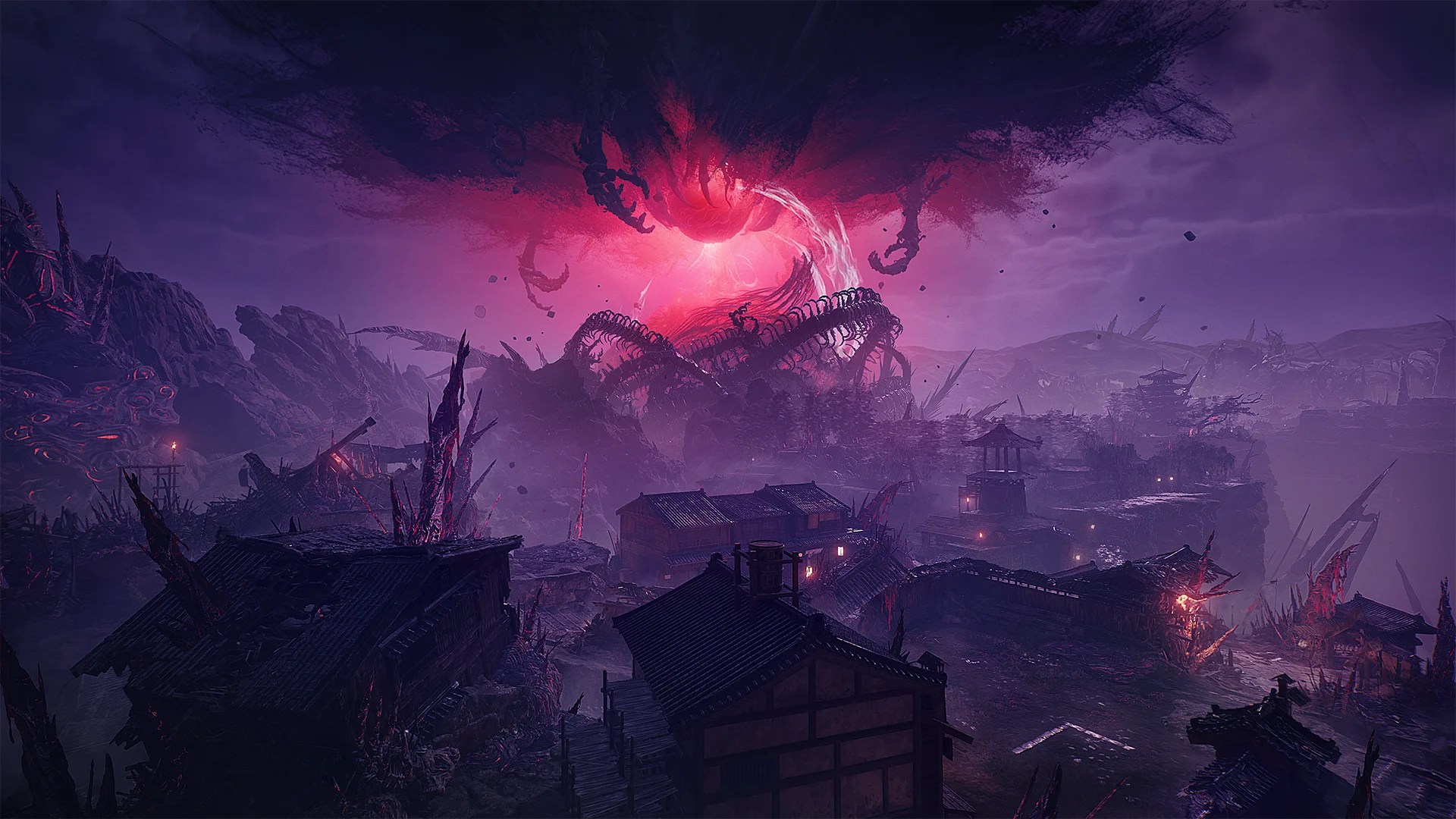 A screenshot from the Bakumatsu period in Nioh 3.