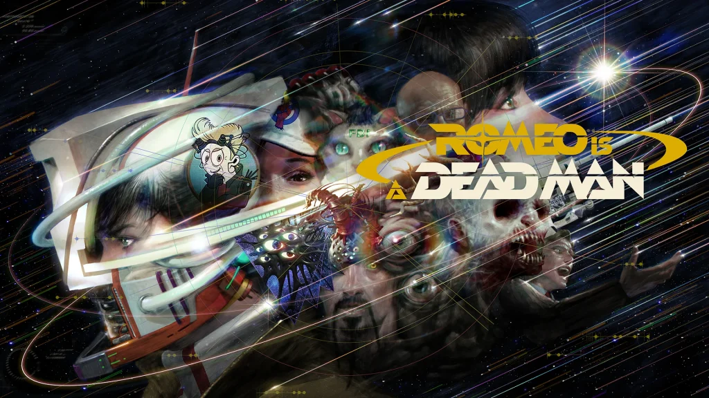 One version of the key art for Romeo is a Dead Man. The logo is towards the upper-right corner and takes up about 1/6th of the image. Behind it, cover most of the image, is a collage of faces, cats, and eyeballs.
