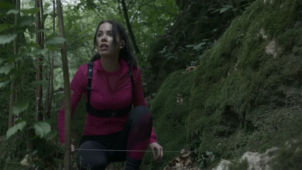 A screenshot of Zanna (Roxanne McKee) in The Run.